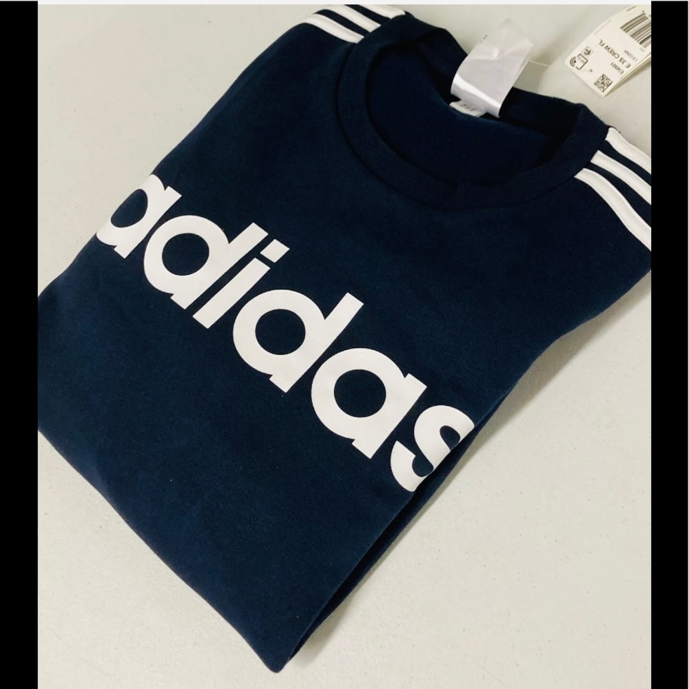 NEW Adidas Mens Fleece Logo Crew Neck Sweatshirt - Picture 8 of 11